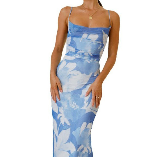 Damen Maxi-Kleid mit ärmellosem Schnitt und elegantem floralem Design R&B