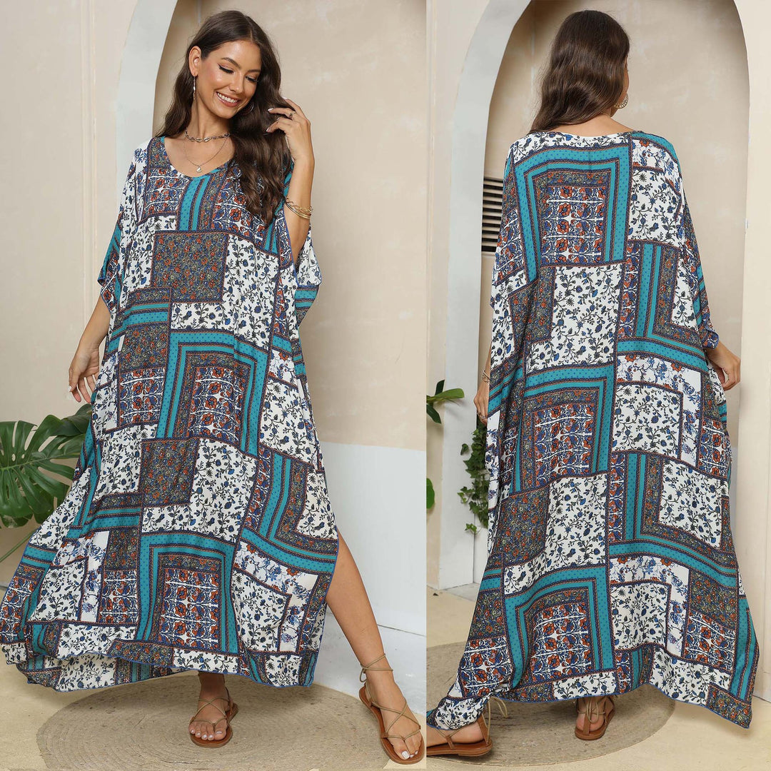 Damen lässiges Maxikleid im Patchwork-Design R&B