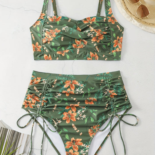 Damen Hochgeschnittener Bikini mit Raffung R&B