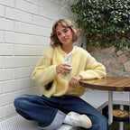 Damen weicher Strickcardigan mit großen Puffärmeln R&B