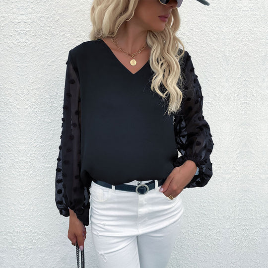 Damen Elegante Bluse mit dekorativen Puffärmeln und feinen Strukturen R&B