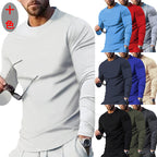 Herren nan schmal geschnittenes Langarmshirt mit Rundhalsausschnitt elastischem Baumwollstretch und verlängertem Saum R&B