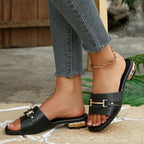 Damen modische Riemchen-Sandalen mit eleganter Schnallenverzierung R&B