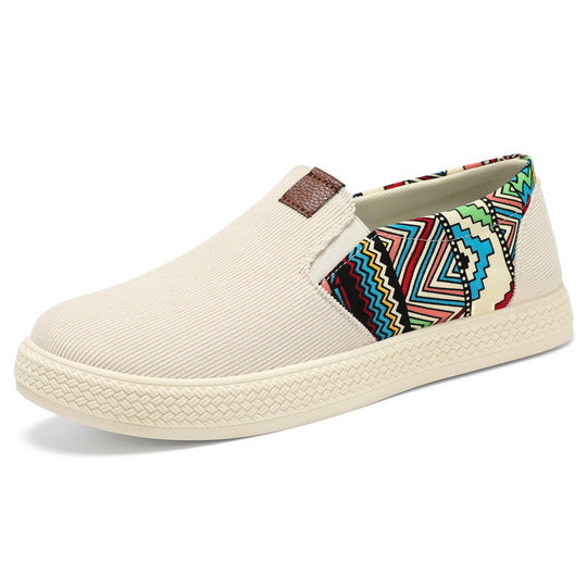 Damen Gemütliche Slip-On Sneakers mit buntem Muster und elastischem Einsatz R&B