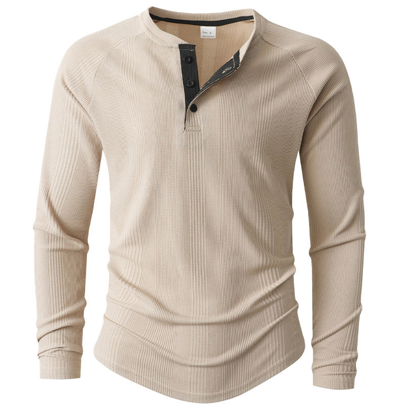 Herren Langarm Henley-Shirt mit strukturierter Oberfläche R&B