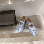 Damen elegante Ballerinas im modischen Lochdesign mit verstellbarem Riemen R&B