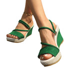 Damen Wedge-Sandalen mit modischen Riemen und komfortablem Fußbett R&B