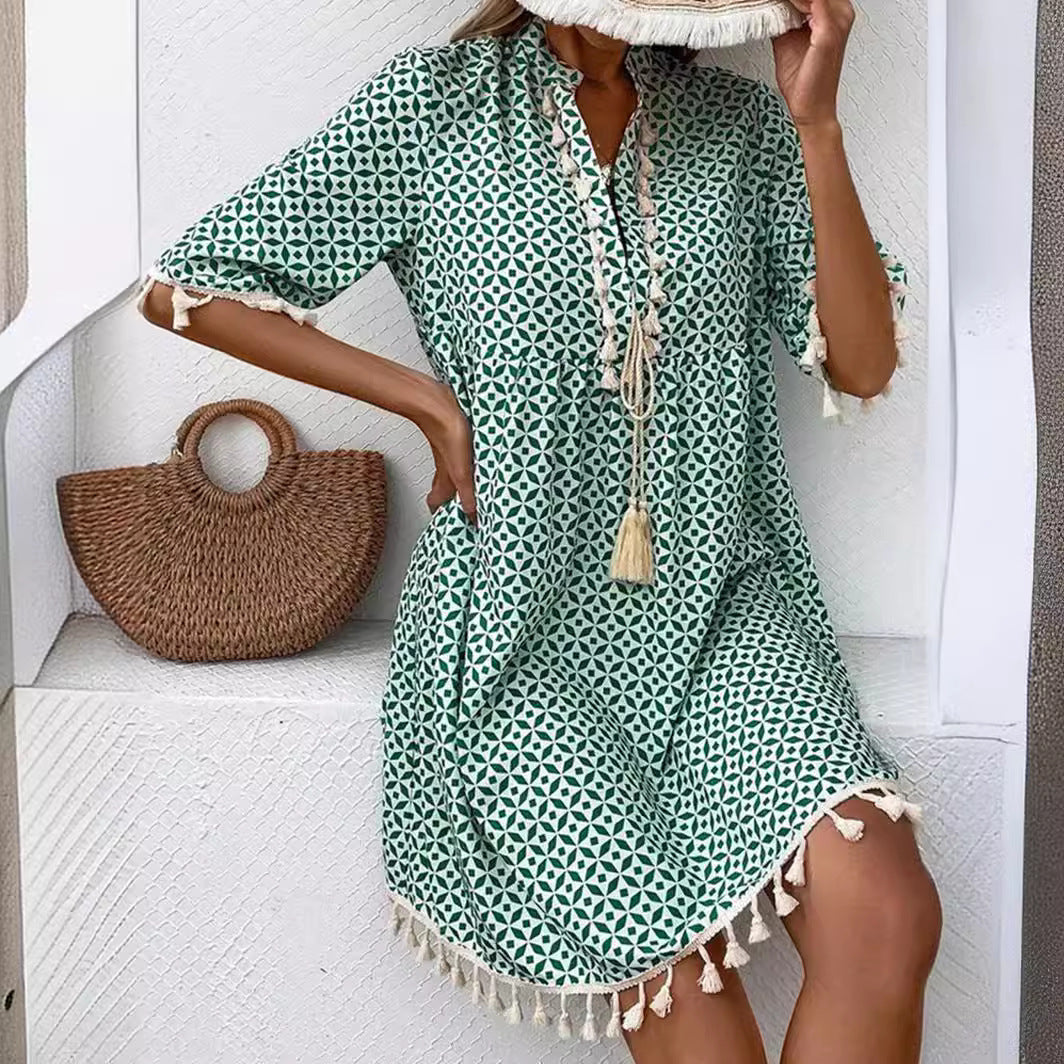 Damen Sommerkleid mit modischem Muster R&B