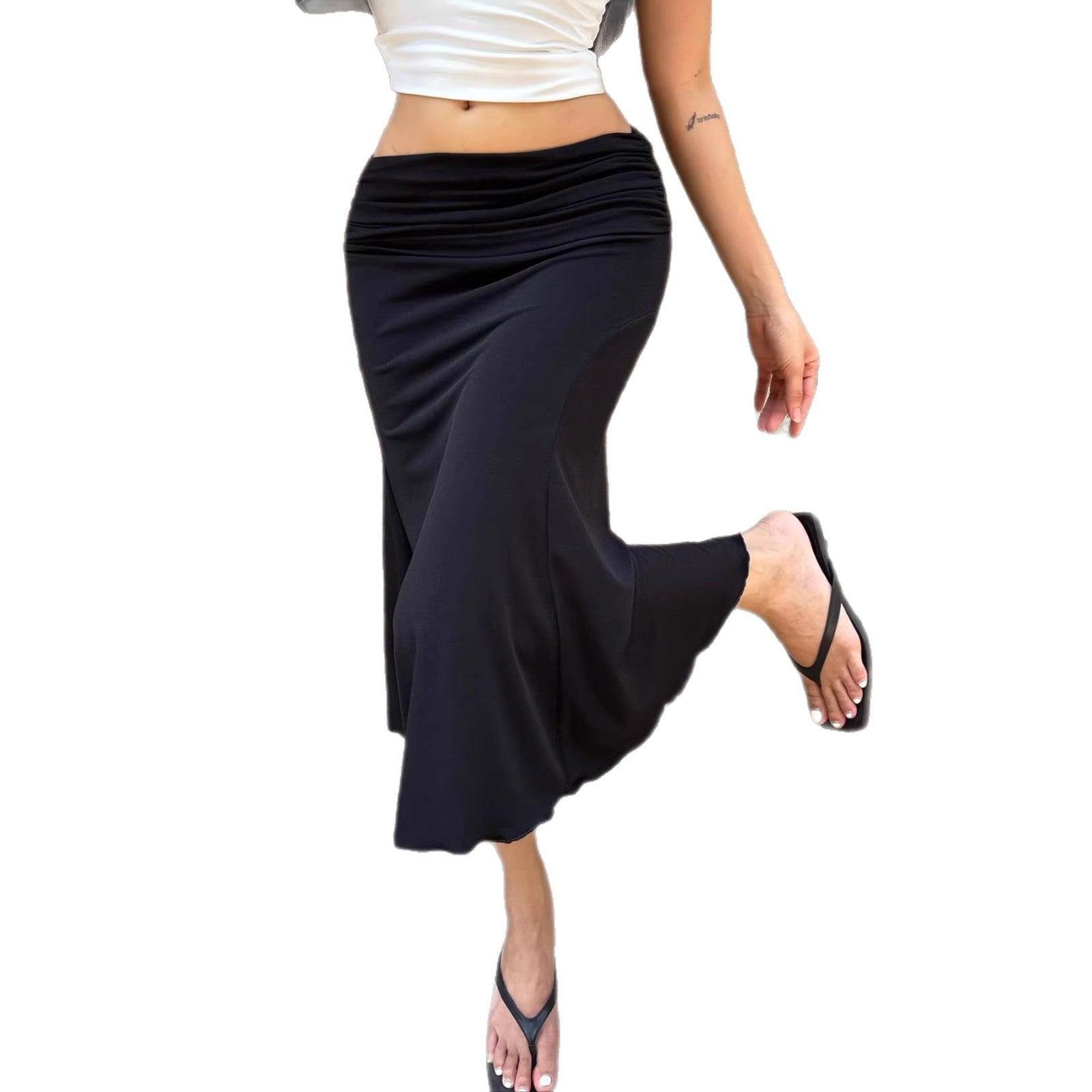 Damen Eleganter Wickelrock mit gerafftem Bund und schwingendem Saum R&B