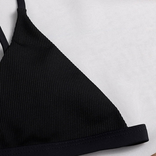 Damen Triangel-Bikini-Oberteil mit verstellbaren Trägern und elegante Rippstruktur R&B