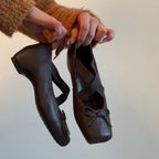 Damen Ballerinas mit elastischen Kreuzriemen und dekorativem Schleifendetail