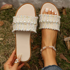 Damen Elegante Mules mit perlenbesetztem Riemendesign und komfortabler Sohle R&B