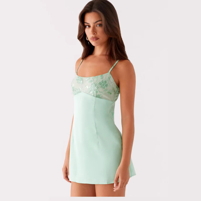 Damen Sexy Minimode mit floralen Spitzenakzenten R&B
