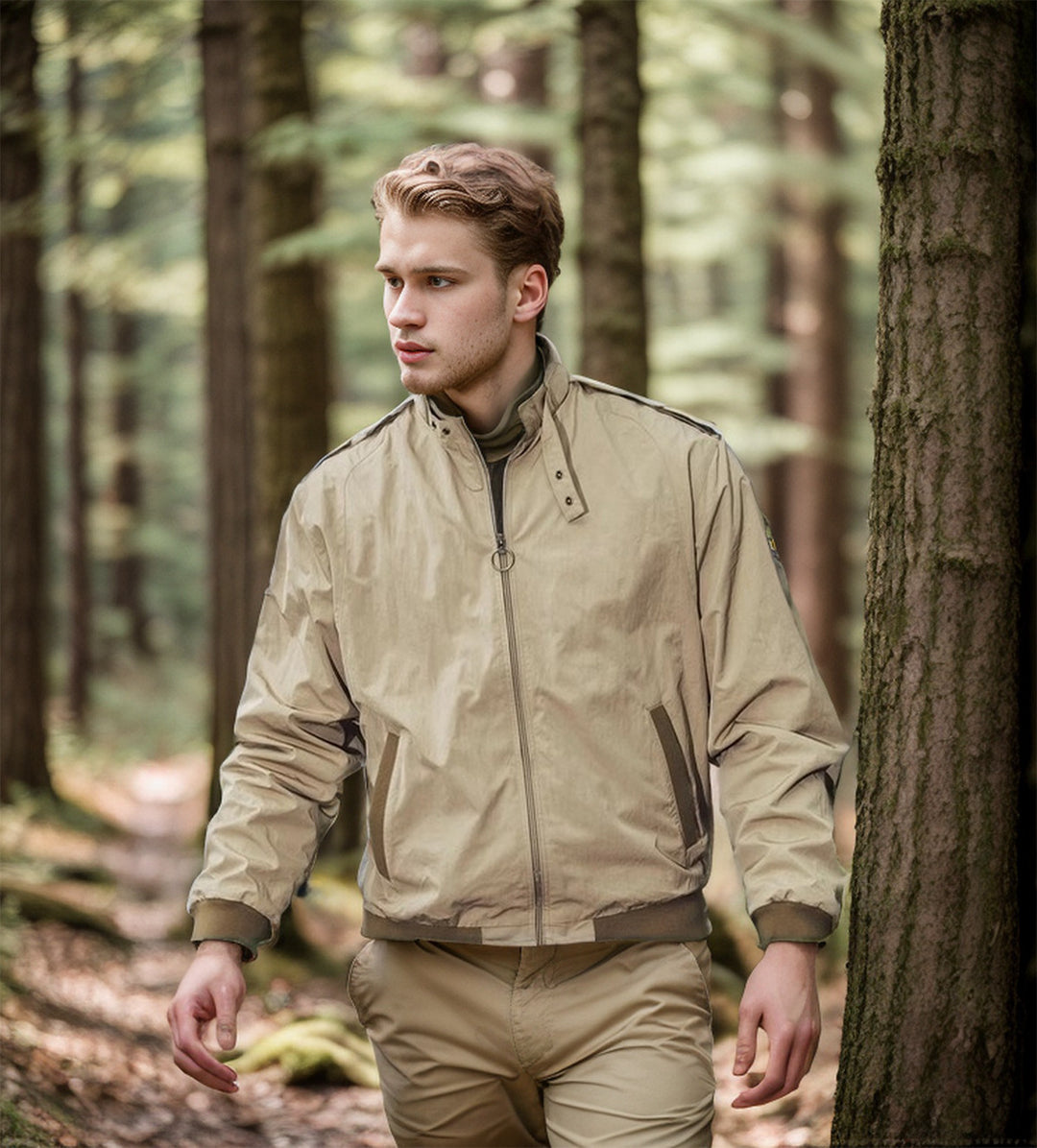 Herren lässige Windbreaker-Jacke mit hohem Kragen R&B