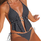 Damen Triangel-Bikini mit raffiniertem Punkte-Design und verstellbaren Trägern R&B