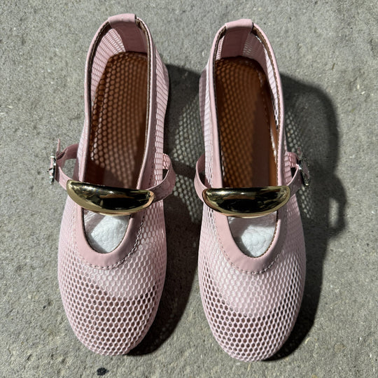 Damen Ballerinas mit modischem Netzdesign und dekorativem Riemchen R&B