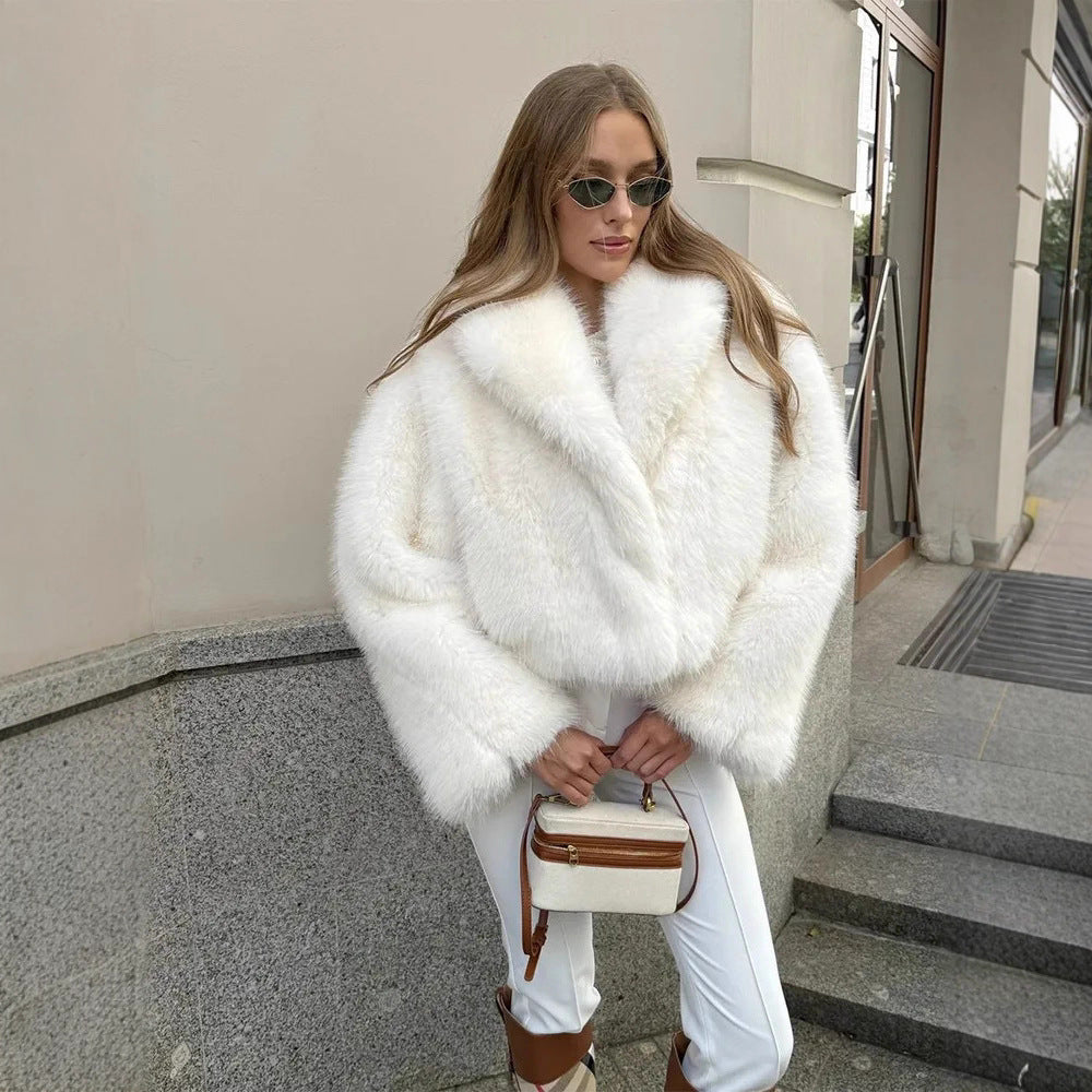 Damen Oversized Kunstfelljacke R&B