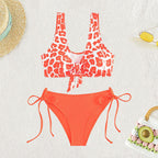 Damen Triangel-Bikini Set mit trendigem Leopardenmuster und verspieltem Knoten