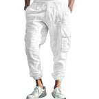 Herren bequeme Cargo-Hose aus leichtem Leinenmaterial mit elastischem Bund und praktischen Seitentaschen R&B