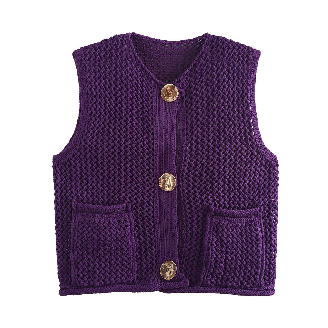 Damen Strickweste mit Knopfdetails und praktischen Taschen R&B