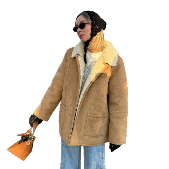 Damen Oversized Kunstfelljacke im lässigen Schnitt R&B