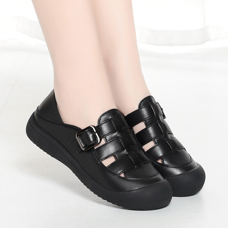 Damen Komfortable Lederschuhe mit modischem Schnallen-Detail R&B