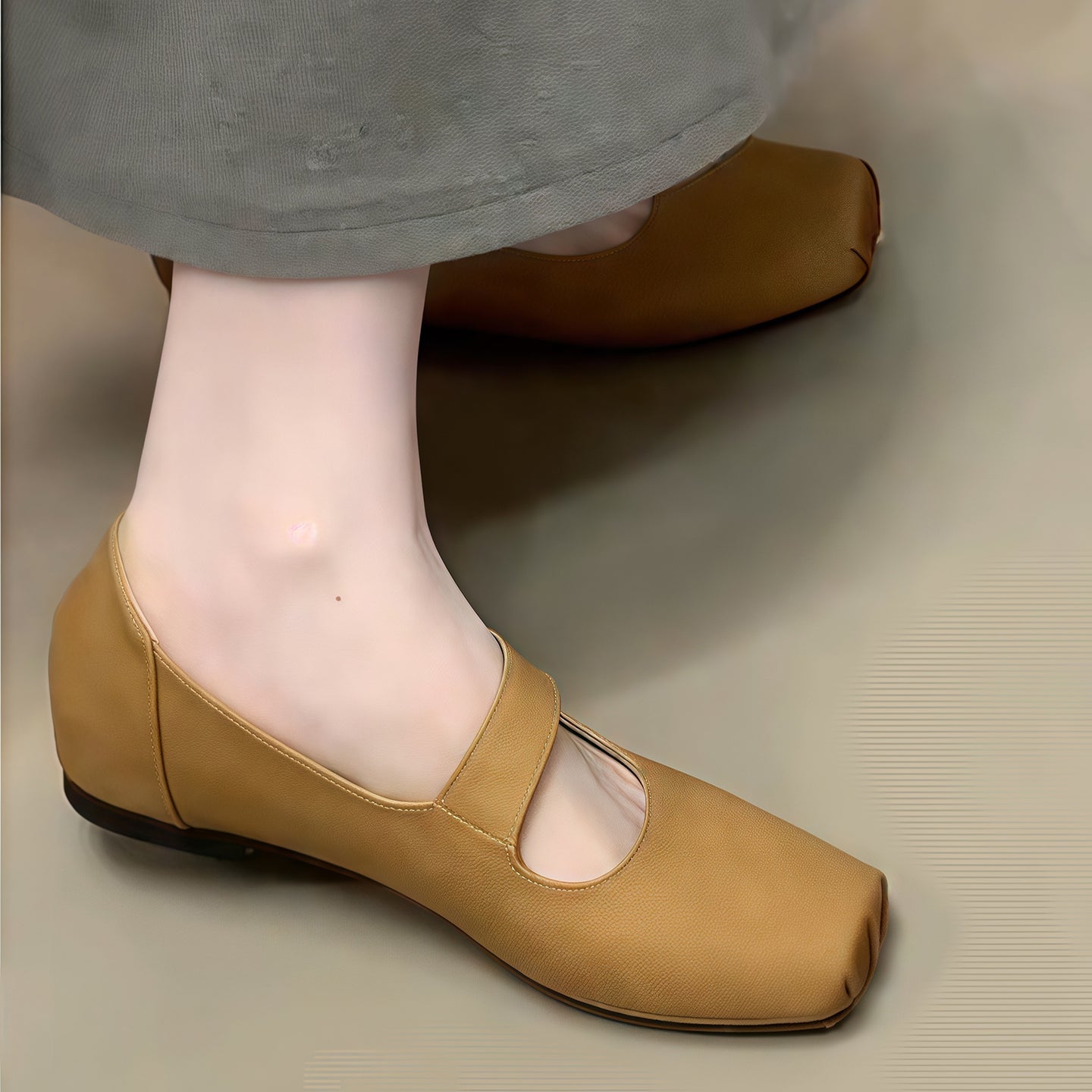 Damen Ballerinas mit verstellbarem Riemen und flexiblem Komfortfußbett R&B