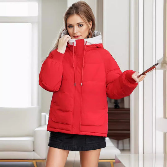 Damen modische Steppjacke mit abnehmbarer Kapuze und komfortabler Passform R&B