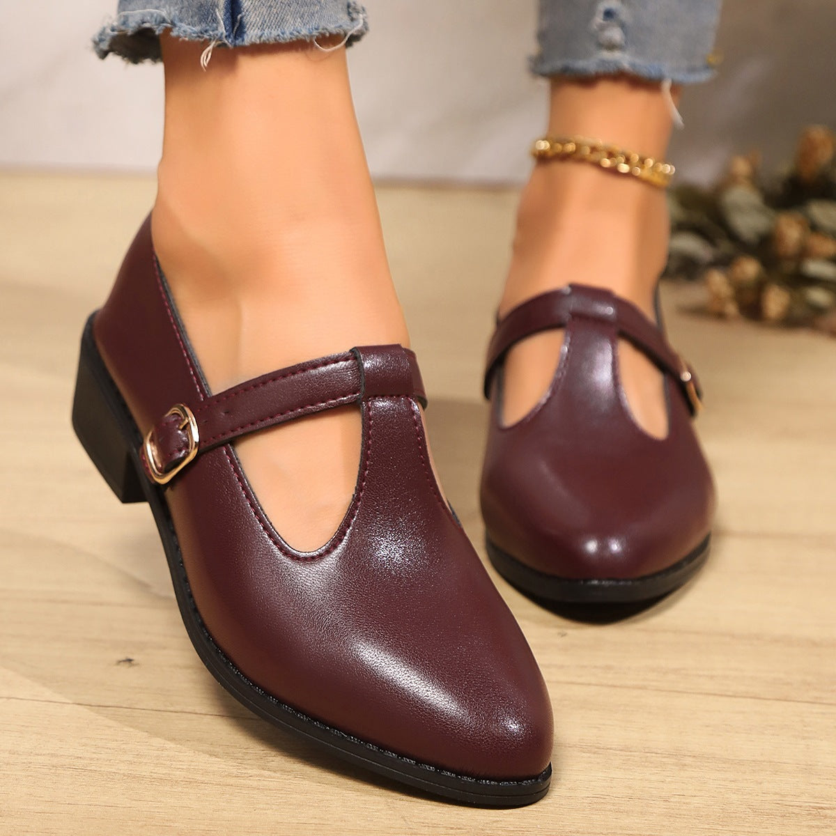 Damen Klassische Ballerinas mit elegantem Riemen R&B