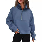 Damen Sportlicher Pullover mit hohem Kragen und Reißverschluss R&B
