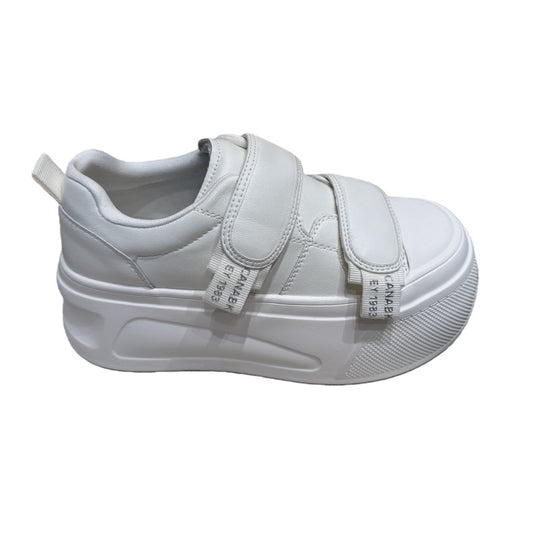 Damen Sneakers mit doppeltem Klettverschluss und hohen Plateau-Heel R&B