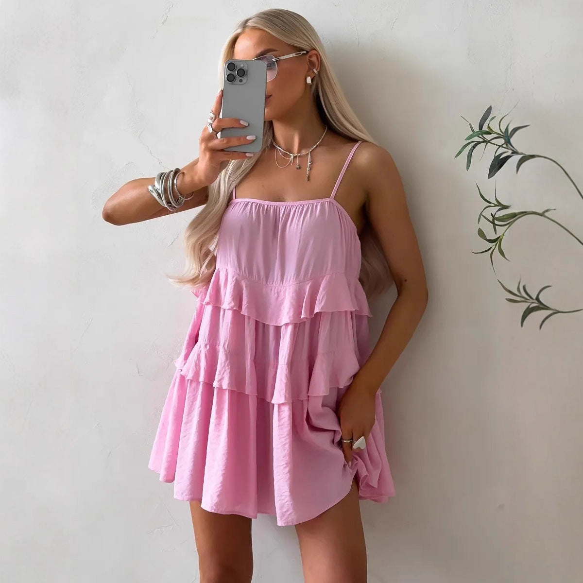 Damen Verspieltes Puffkleid aus leichtem Baumwollmaterial mit Rüschendetails R&B