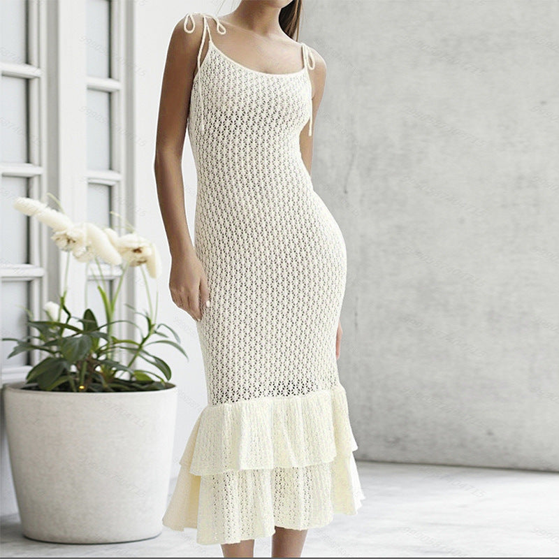 Damen Häkelkleid mit voluminösem Rüschenbesatz R&B