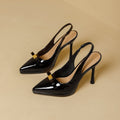 Damen Slingback-High-Heels mit glänzender Oberfläche und eleganter Schnalle