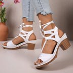 Damen komfortable Schnürsandalen mit verstellbarem Riemendesign R&B