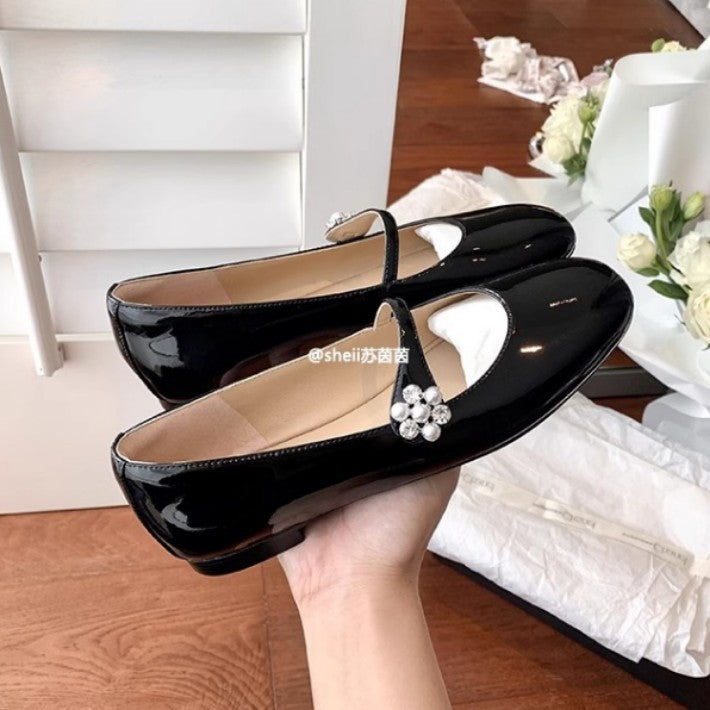 Damen Ballerina-Schuhe mit elegantem Riemendesign und dekorativem Strass-Detail R&B