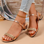 Damen elegante Sandalen mit funkelndem Riemen und transparenter Detailverzierung R&B