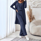 Damen Freizeit-Set mit weichem Langarm-Kimono und bequemen Hosen R&B