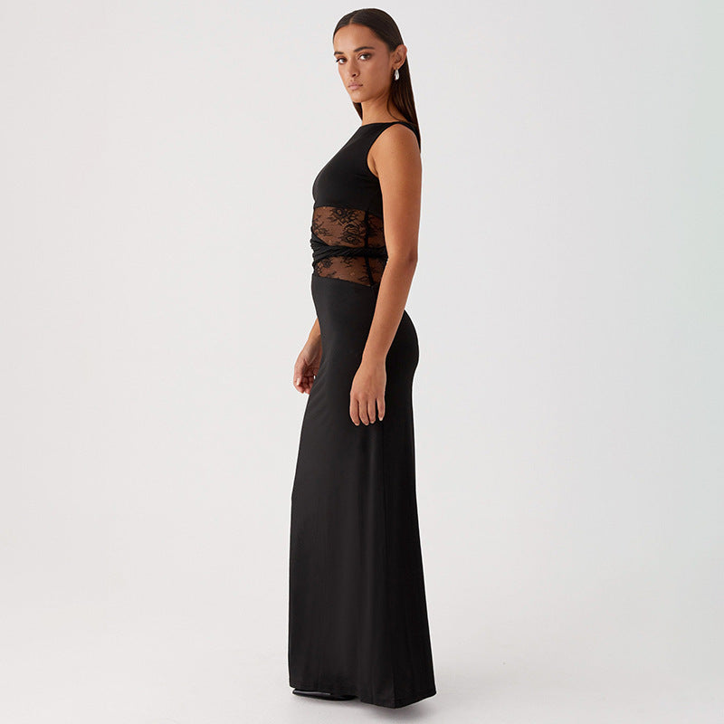 Damen Elegantes langes Kleid mit raffinierten Spitzendetails R&B