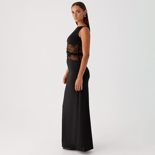 Damen Elegantes langes Kleid mit raffinierten Spitzendetails R&B