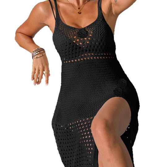 Damen gehäkeltes Strandkleid mit seitlichem Schlitz R&B