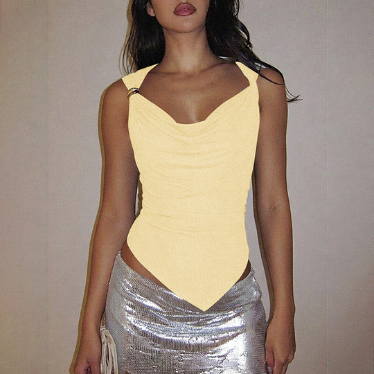 Damen elegantes drapiertes Top mit asymmetrischem Saum und dekorativem Detail R&B