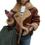 Damen Lässige und modische Teddyjacke mit großem Kragen und weich gefüttertem InnenlR&Ben R&B