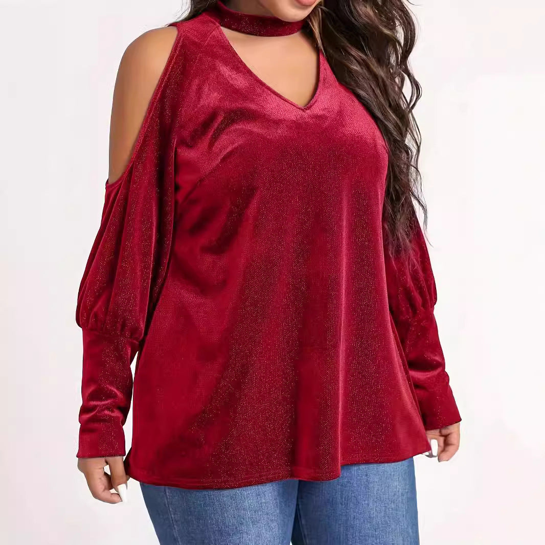 Damen Elegantes und glitzerndes Oberteil mit kalten Schultern R&B