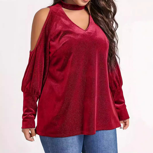 Damen Elegantes und glitzerndes Oberteil mit kalten Schultern R&B