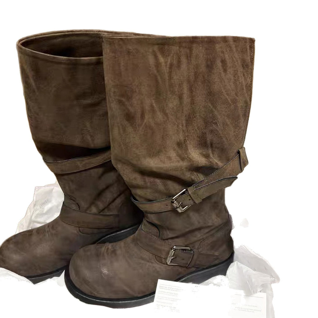 Damen Overknee-Stiefel mit glamourösem Schnallenverschluss R&B
