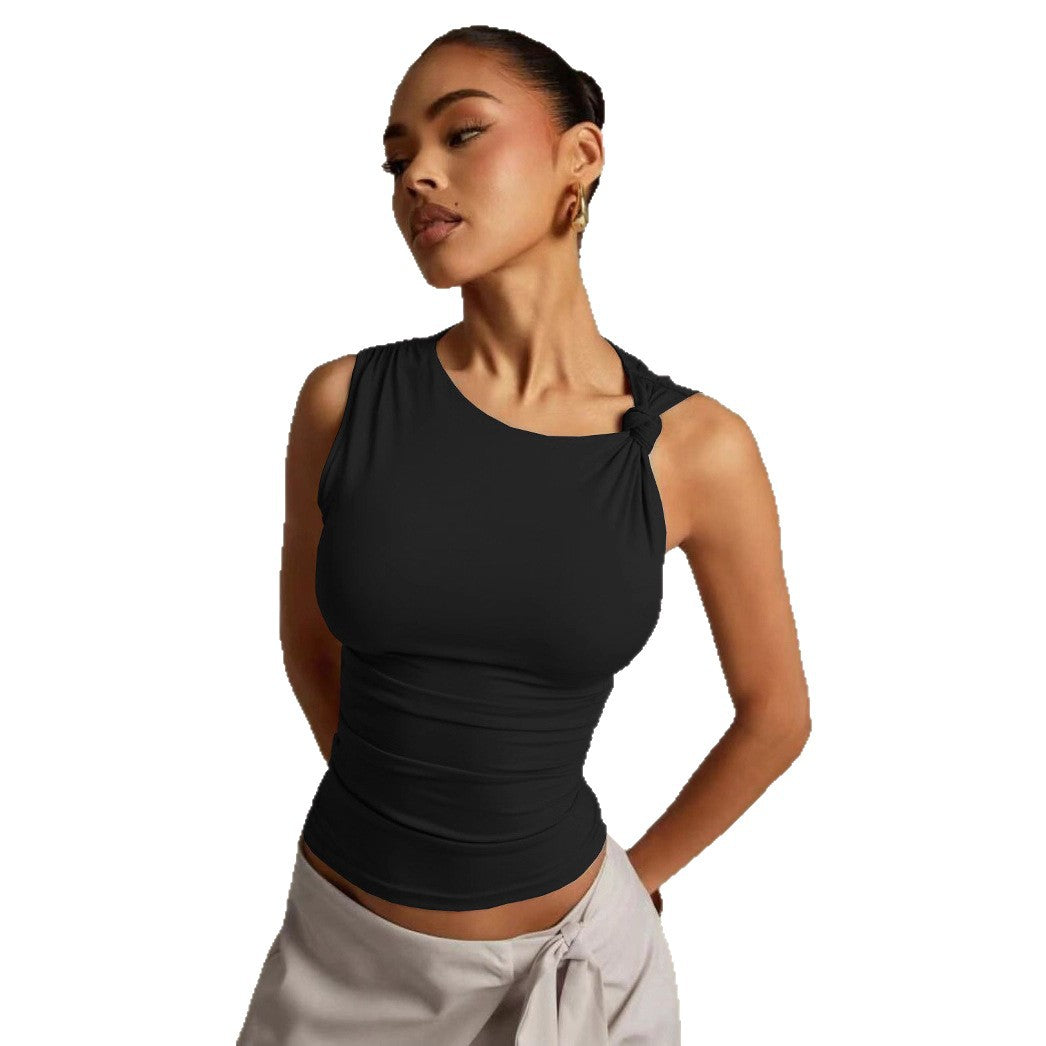 Damen Elegantes Tanktop mit asymmetrischem Design und raffinierten Knotelementen R&B