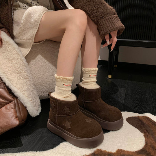 Damen trendige Winterstiefel mit komfortabler Sohle und dekorativen Sternen R&B