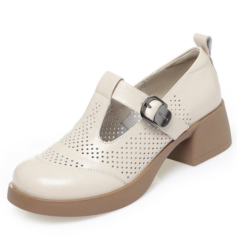Damen Halbschuhe mit modischem Riemchen und atmungsaktiver Lochoptik R&B