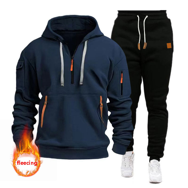 Herren Sportliches Hoodie-Set mit funktionalen Taschen und atmungsaktiven Eigenschaften R&B